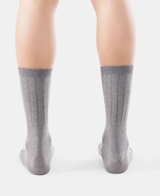 Women's Blended Modal Stretch Crew Length Thermal Socks With StayFresh Treatment - Mid Grey Melange
