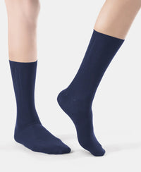 Women's Blended Modal Stretch Crew Length Thermal Socks With StayFresh Treatment - Navy