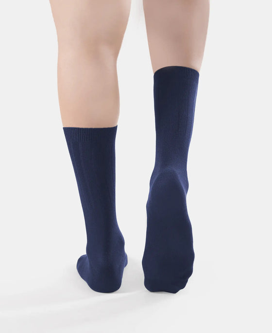 Women's Blended Modal Stretch Crew Length Thermal Socks With StayFresh Treatment - Navy