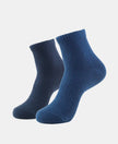 Compact Cotton Elastane Stretch Ankle Length Socks With StayFresh Treatment - Black & Navy (Pack of 2)
