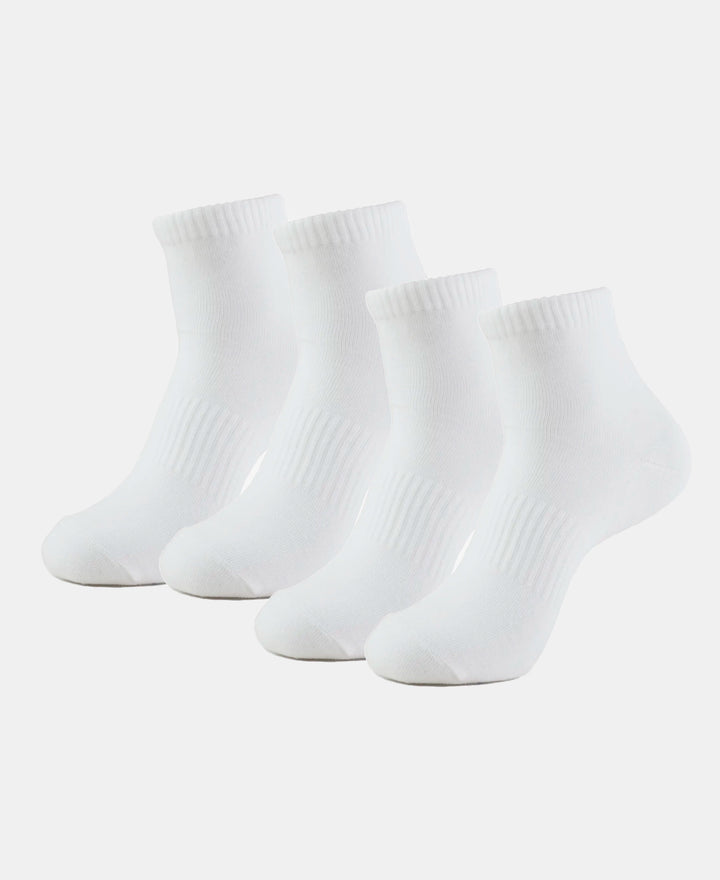 Compact Cotton Elastane Stretch Ankle Length Socks With StayFresh Treatment - White (Pack of 2)