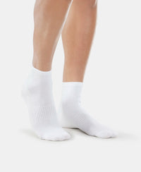Compact Cotton Elastane Stretch Ankle Length Socks With StayFresh Treatment - White (Pack of 2)