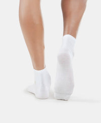Compact Cotton Elastane Stretch Ankle Length Socks With StayFresh Treatment - White (Pack of 2)