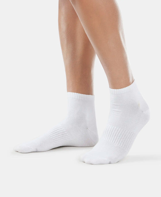 Compact Cotton Elastane Stretch Ankle Length Socks With StayFresh Treatment - White (Pack of 2)
