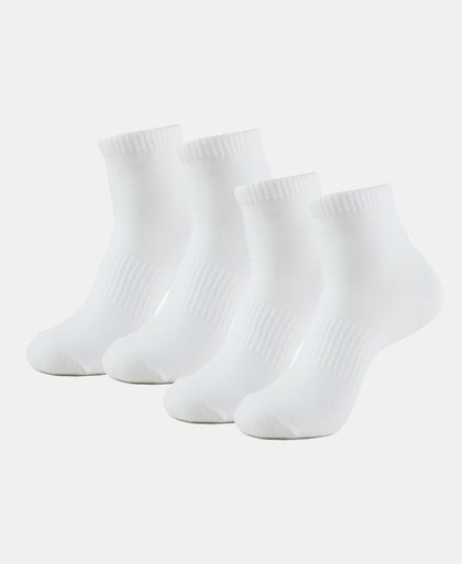 Compact Cotton Elastane Stretch Ankle Length Socks With StayFresh Treatment - White (Pack of 2)