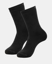 Microfiber and Compact Cotton Stretch Crew Length Thermal Socks With StayWarm Technology - Black