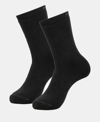 Microfiber and Compact Cotton Stretch Crew Length Thermal Socks With StayWarm Technology - Black
