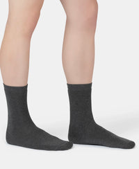 Microfiber and Compact Cotton Stretch Crew Length Thermal Socks With StayWarm Technology - Charcoal Melange
