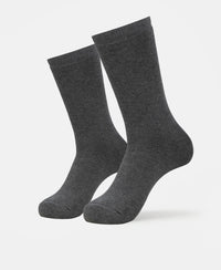 Microfiber and Compact Cotton Stretch Crew Length Thermal Socks With StayWarm Technology - Charcoal Melange
