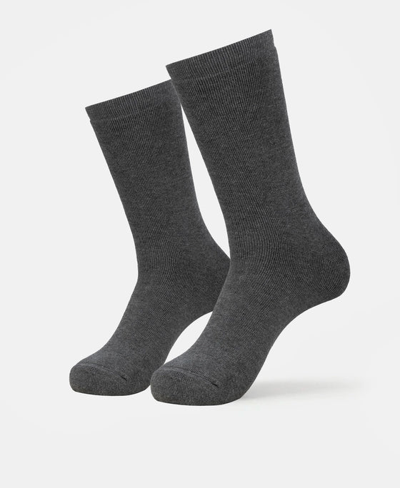 Microfiber and Compact Cotton Stretch Crew Length Thermal Socks With StayWarm Technology - Charcoal Melange