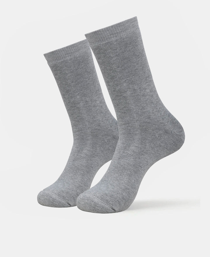 Microfiber and Compact Cotton Stretch Crew Length Thermal Socks With StayWarm Technology - Mid Grey Melange