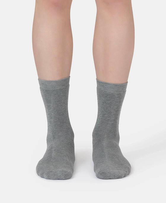 Microfiber and Compact Cotton Stretch Crew Length Thermal Socks With StayWarm Technology - Mid Grey Melange
