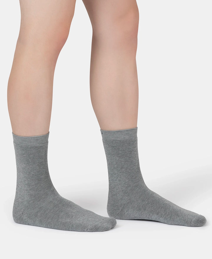 Microfiber and Compact Cotton Stretch Crew Length Thermal Socks With StayWarm Technology - Mid Grey Melange
