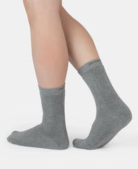 Microfiber and Compact Cotton Stretch Crew Length Thermal Socks With StayWarm Technology - Mid Grey Melange