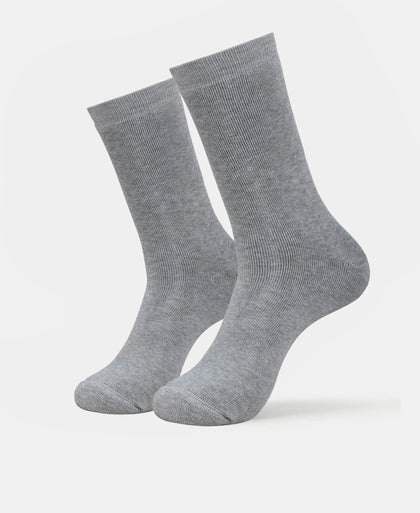 Microfiber and Compact Cotton Stretch Crew Length Thermal Socks With StayWarm Technology - Mid Grey Melange