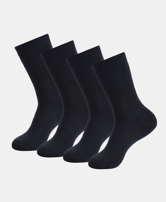 Microfiber and Compact Cotton Stretch Crew Length Thermal Socks With StayWarm Technology - Navy (Pack of 1)7150