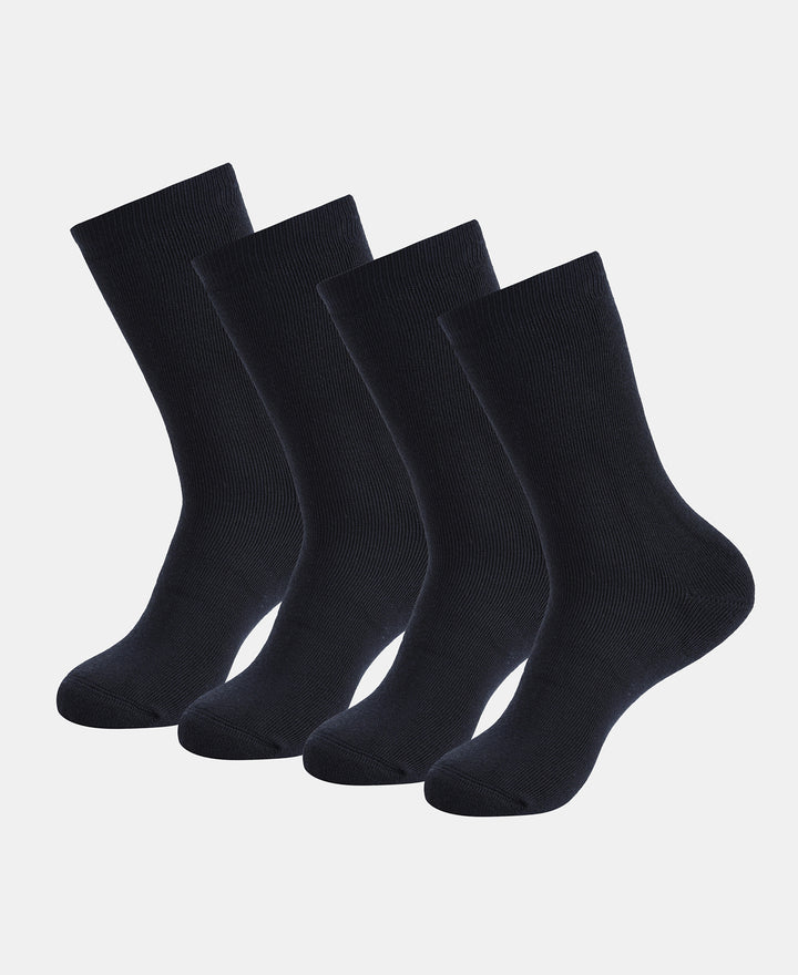Microfiber and Compact Cotton Stretch Crew Length Thermal Socks With StayWarm Technology - Navy (Pack of 1)7150