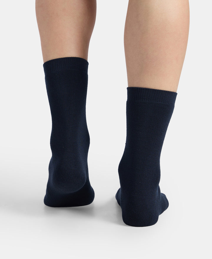 Microfiber and Compact Cotton Stretch Crew Length Thermal Socks With StayWarm Technology - Navy (Pack of 1)7150