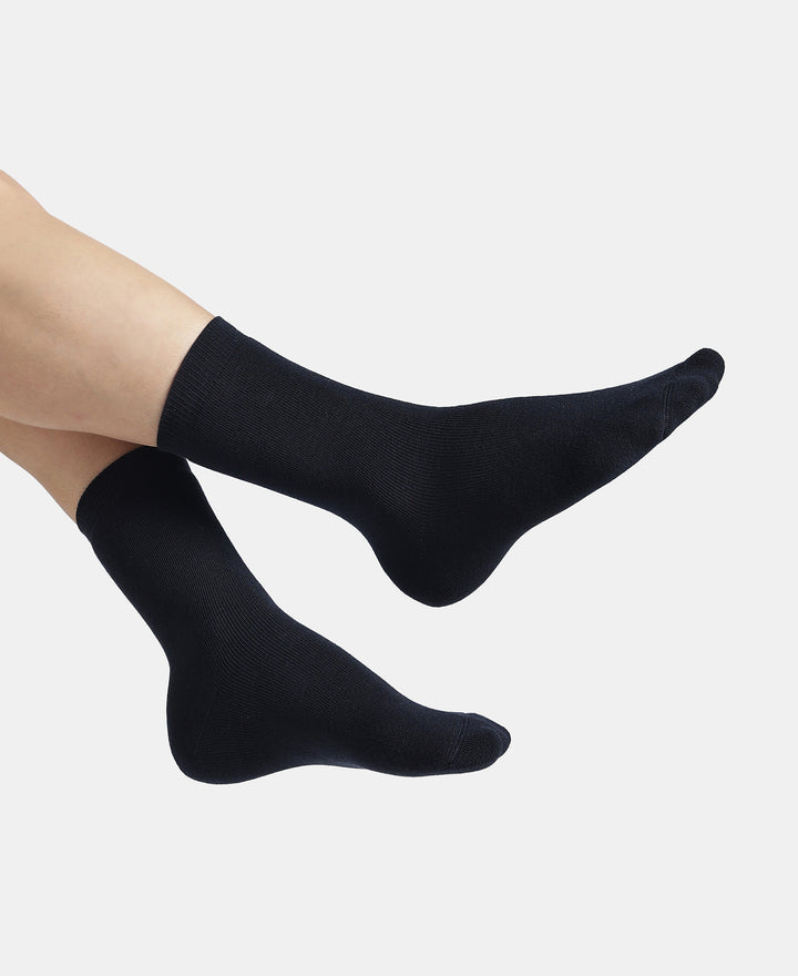 Microfiber and Compact Cotton Stretch Crew Length Thermal Socks With StayWarm Technology - Navy (Pack of 1)7150