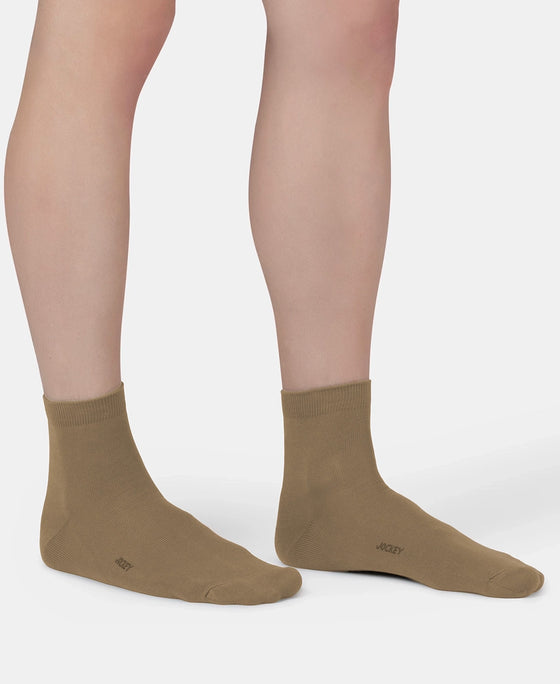 Mercerized Cotton Stretch Ankle Length Socks with StayFresh Treatment - Khaki