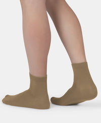 Mercerized Cotton Stretch Ankle Length Socks with StayFresh Treatment - Khaki