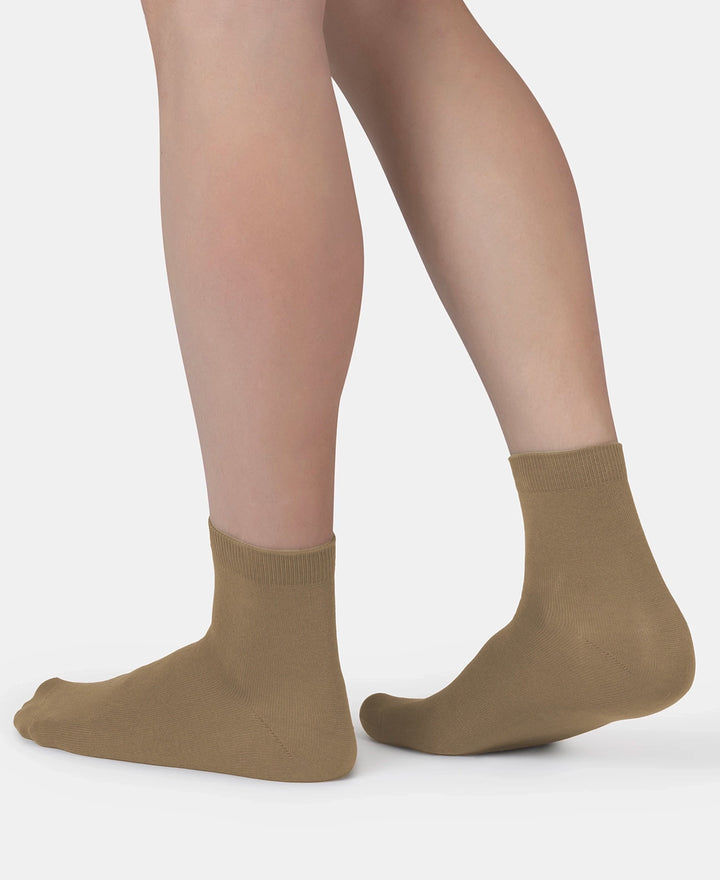 Mercerized Cotton Stretch Ankle Length Socks with StayFresh Treatment - Khaki