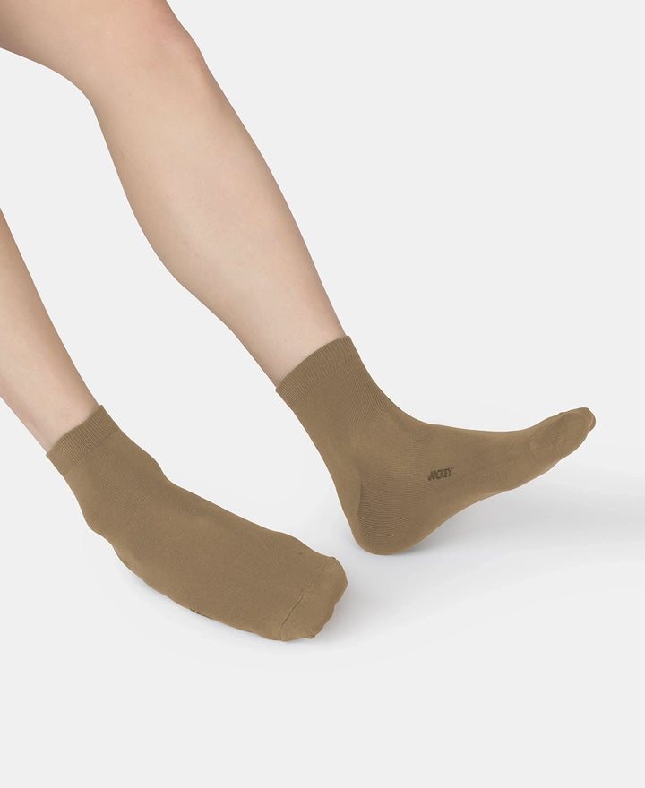 Mercerized Cotton Stretch Ankle Length Socks with StayFresh Treatment - Khaki