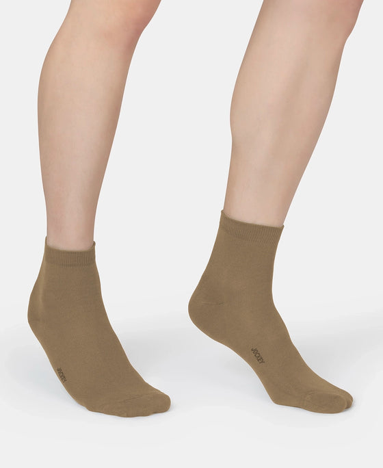 Mercerized Cotton Stretch Ankle Length Socks with StayFresh Treatment - Khaki