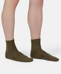 Mercerized Cotton Stretch Ankle Length Socks with StayFresh Treatment - Olive