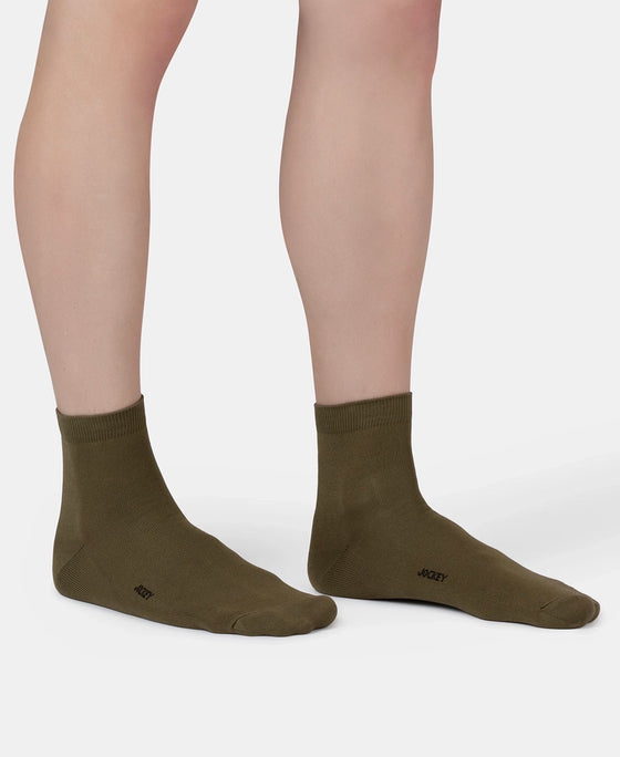 Mercerized Cotton Stretch Ankle Length Socks with StayFresh Treatment - Olive