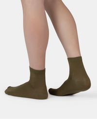 Mercerized Cotton Stretch Ankle Length Socks with StayFresh Treatment - Olive