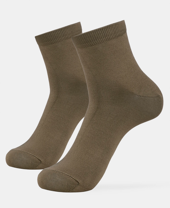 Mercerized Cotton Stretch Ankle Length Socks with StayFresh Treatment - Olive