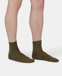 Mercerized Cotton Stretch Ankle Length Socks with StayFresh Treatment - Olive
