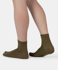Mercerized Cotton Stretch Ankle Length Socks with StayFresh Treatment - Olive