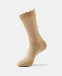 Mercerized Cotton Elastane Stretch Crew Length Socks with StayFresh Treatment - Beige