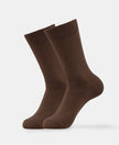 Mercerized Cotton Elastane Stretch Crew Length Socks with StayFresh Treatment - Espresso