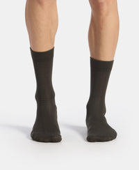 Mercerized Cotton Elastane Stretch Crew Length Socks with StayFresh Treatment - Spandex Olive