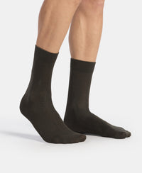 Mercerized Cotton Elastane Stretch Crew Length Socks with StayFresh Treatment - Spandex Olive