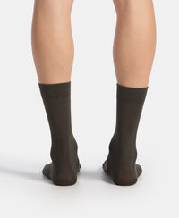 Mercerized Cotton Elastane Stretch Crew Length Socks with StayFresh Treatment - Spandex Olive