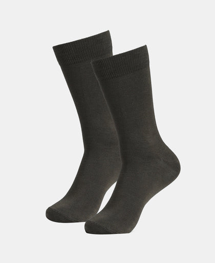Mercerized Cotton Elastane Stretch Crew Length Socks with StayFresh Treatment - Spandex Olive