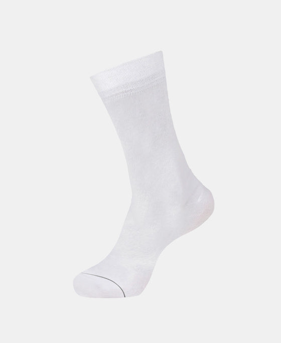 Modal Cotton Elastane Stretch Crew Length Socks with StayFresh Treatment - White
