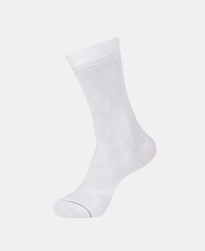 Modal Cotton Elastane Stretch Crew Length Socks with StayFresh Treatment - White