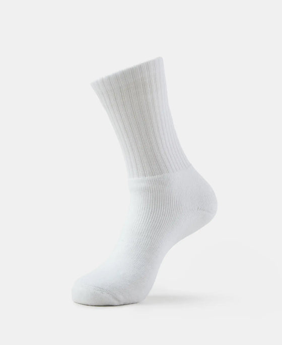 Modal Cotton Elastane Stretch Crew Length Socks with StayFresh Treatment - White