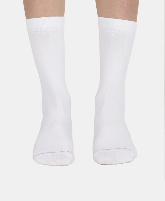 Modal Cotton Elastane Stretch Crew Length Socks with StayFresh Treatment - White