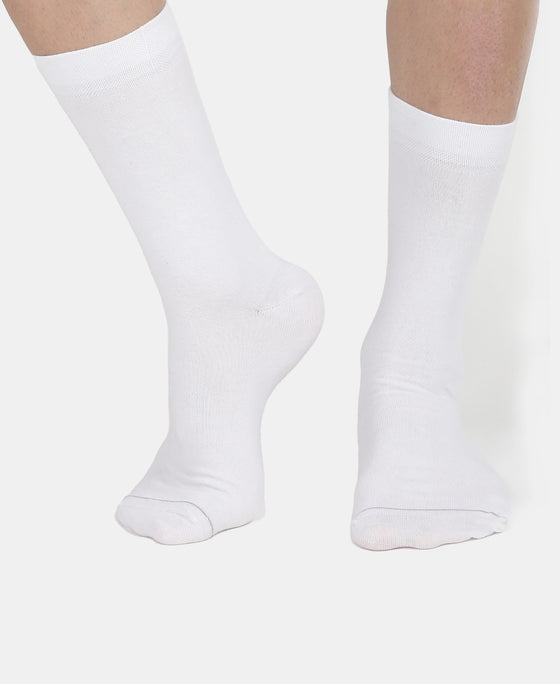 Modal Cotton Elastane Stretch Crew Length Socks with StayFresh Treatment - White