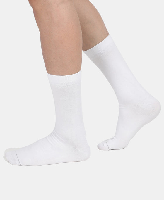 Modal Cotton Elastane Stretch Crew Length Socks with StayFresh Treatment - White