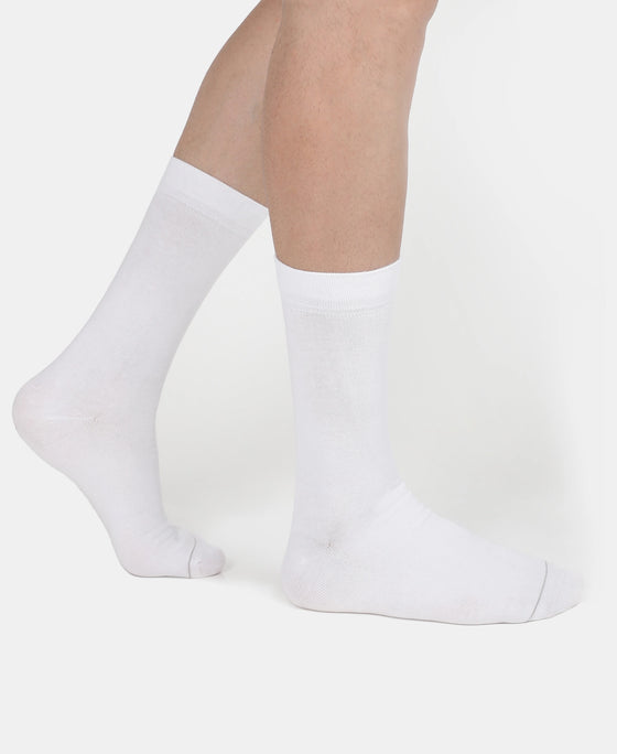 Modal Cotton Elastane Stretch Crew Length Socks with StayFresh Treatment - White