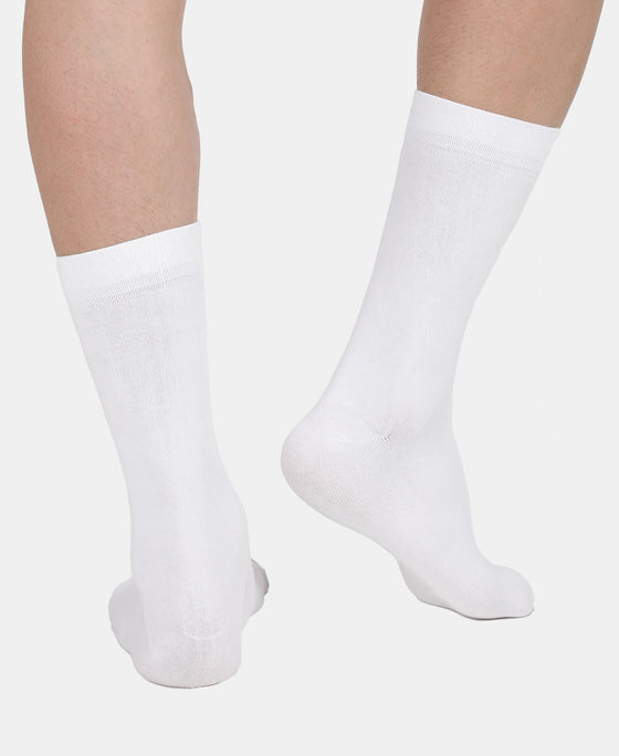 Modal Cotton Elastane Stretch Crew Length Socks with StayFresh Treatment - White