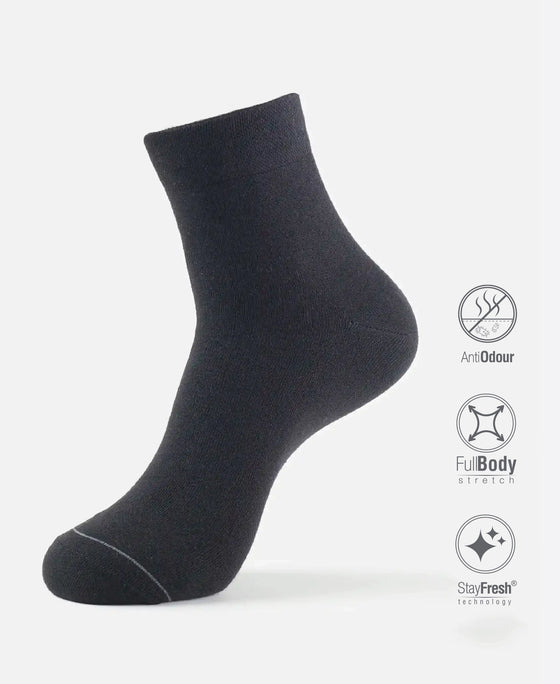 Modal Cotton Elastane Stretch Ankle Length Socks with StayFresh Treatment - Black