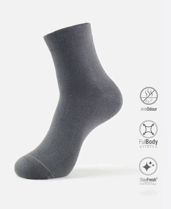 Modal Cotton Elastane Stretch Ankle Length Socks with StayFresh Treatment - Gunmetal